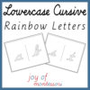 This image displays two examples of lowercase cursive tracing letter sheets for young children.