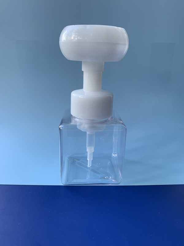 Foaming hand soap dispenser for children. 250 ml bottle, clear with white top. Refillable.