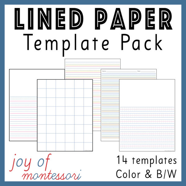 Cover image of the product that says "Lined Paper Template Pack" and shows 5 small images of different lined paper styles
