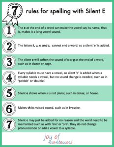 7 rules for silent e spelling infographic